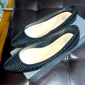Vince Camuto Belen Studded & Laced Suede Flats, Size 8.5